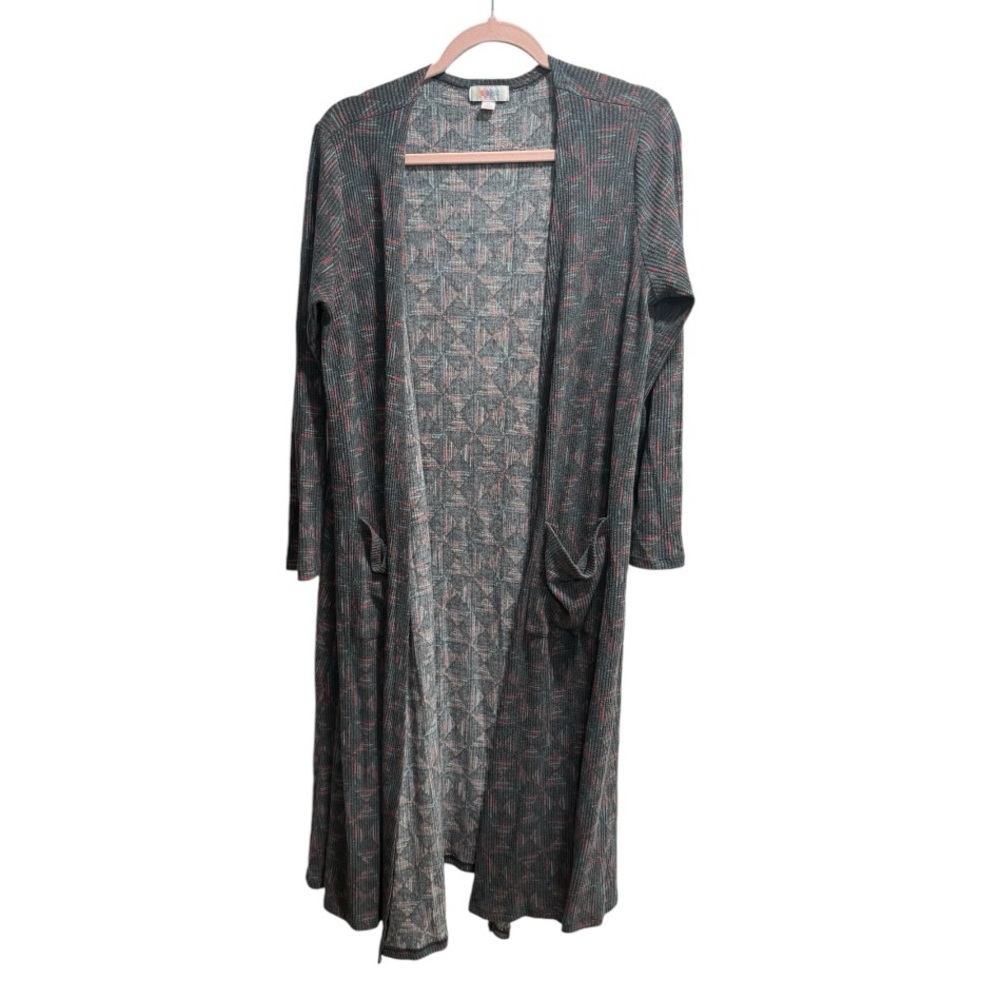 Sarah Cardigan by LuLaRoe, size Medium, Gray/Red/Blue